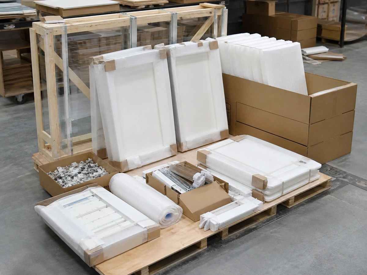 Kitchen cabinet export packing protection for panels glass and hardware