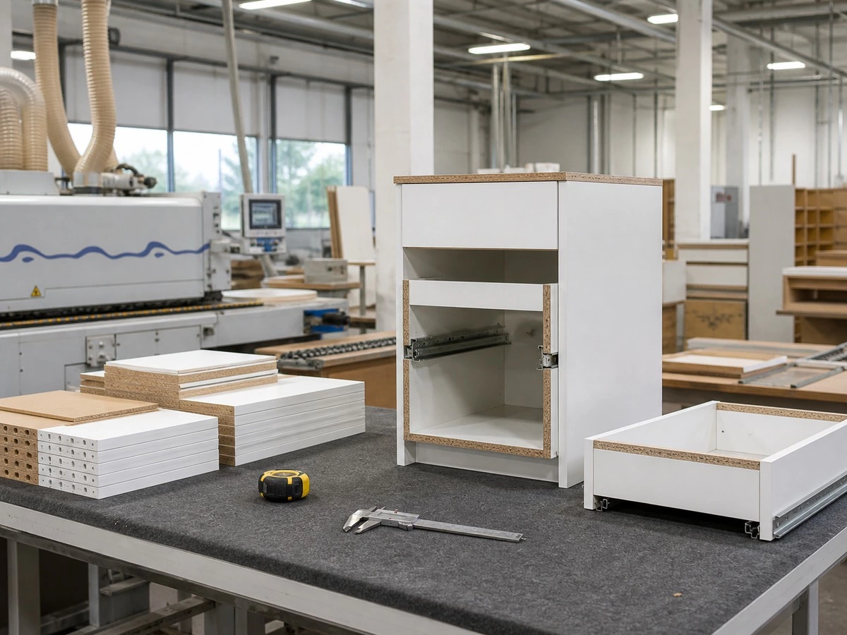 Kitchen cabinet carcass factory quality control and edge banding inspection