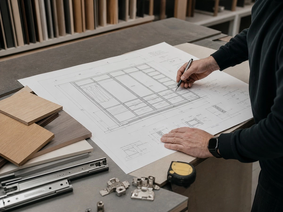 Wardrobe shop drawing review for hanging space dimensions and quality check