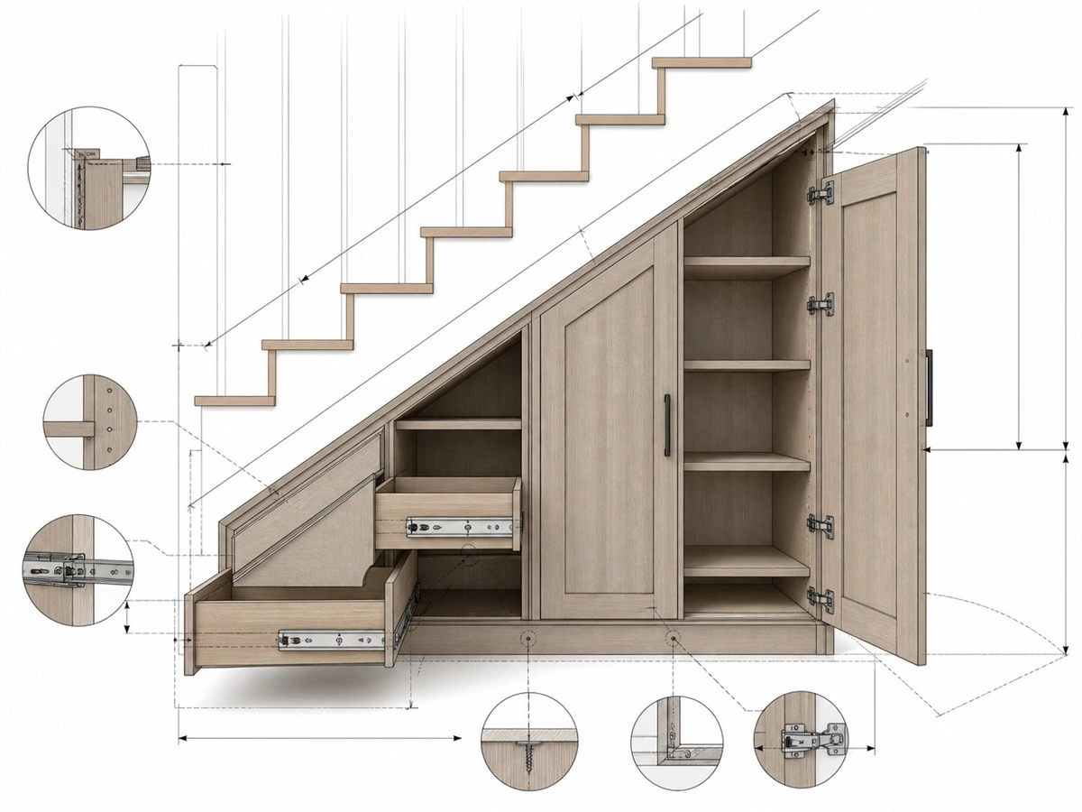 Under-Stair Storage Cabinets: Layouts, Door Types and Measurements