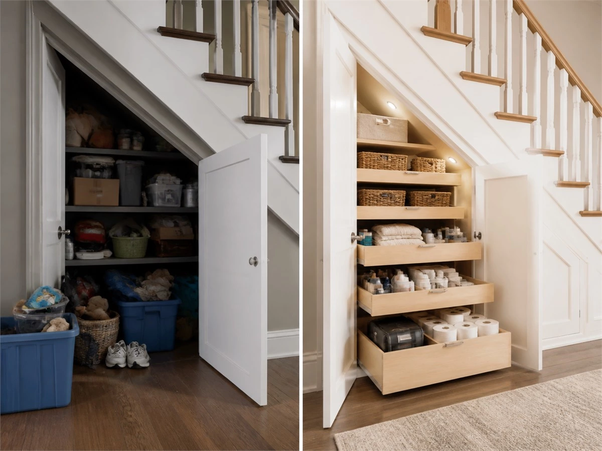 Under-Stair Storage Cabinets: Layouts, Door Types and Measurements
