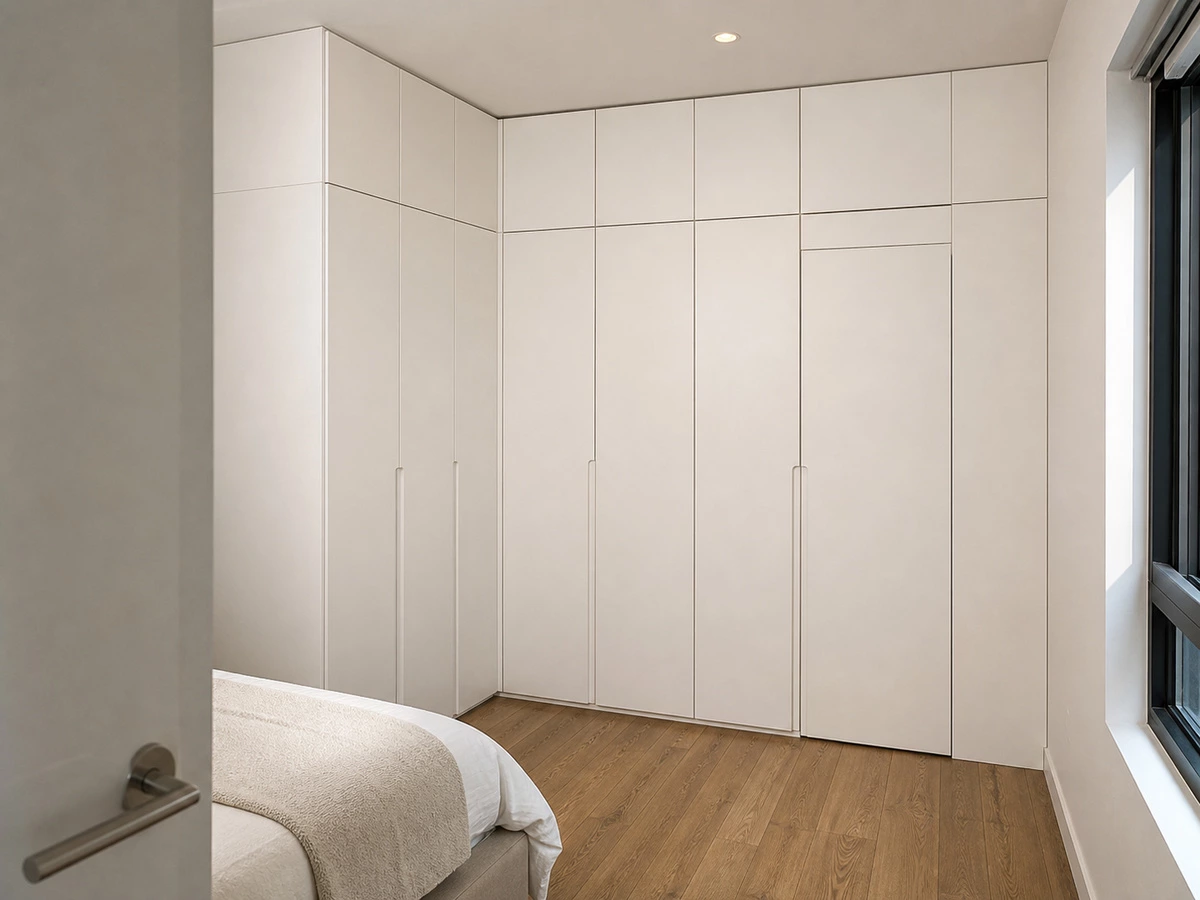 L-shaped fitted wardrobe project for Sydney apartment units