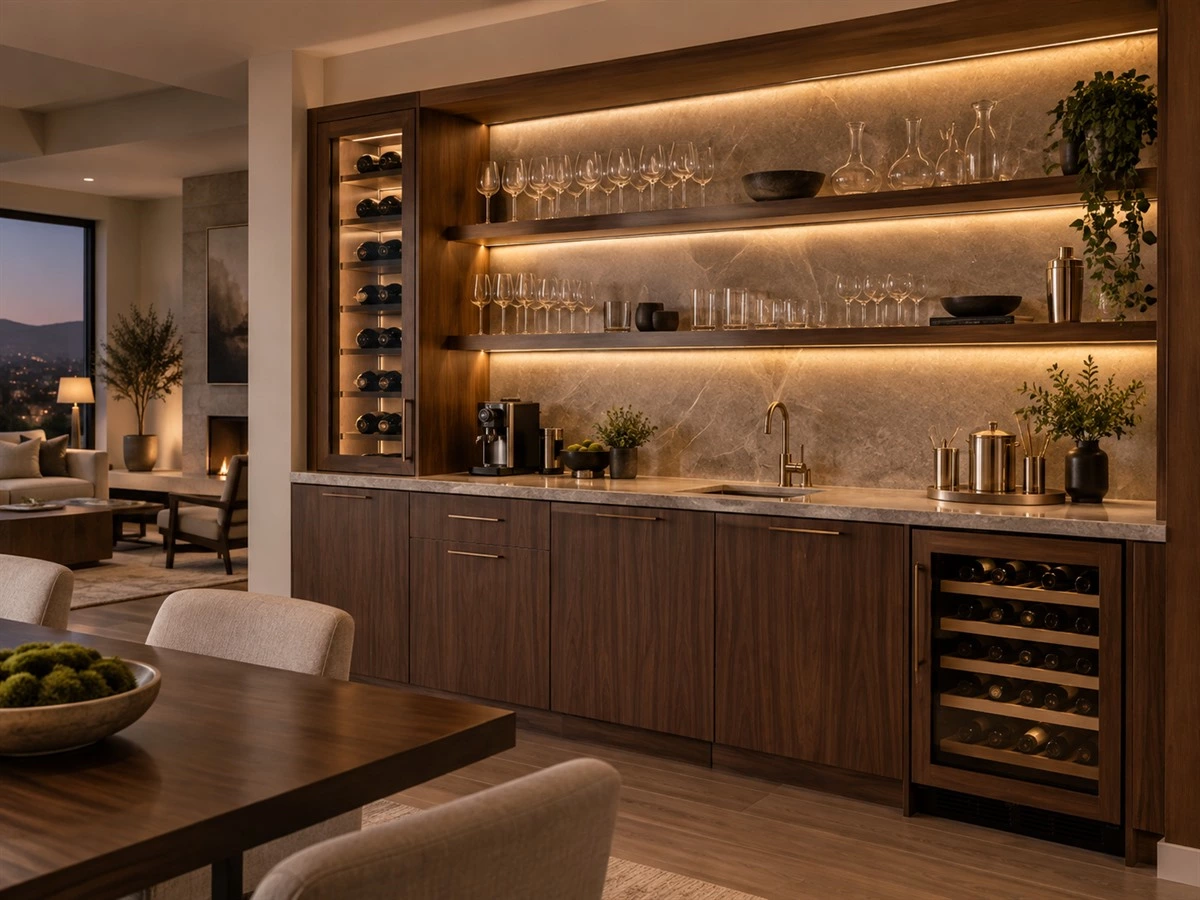 Built-In Bar Cabinet Dimensions: Counter Height, Storage and Appliance Planning