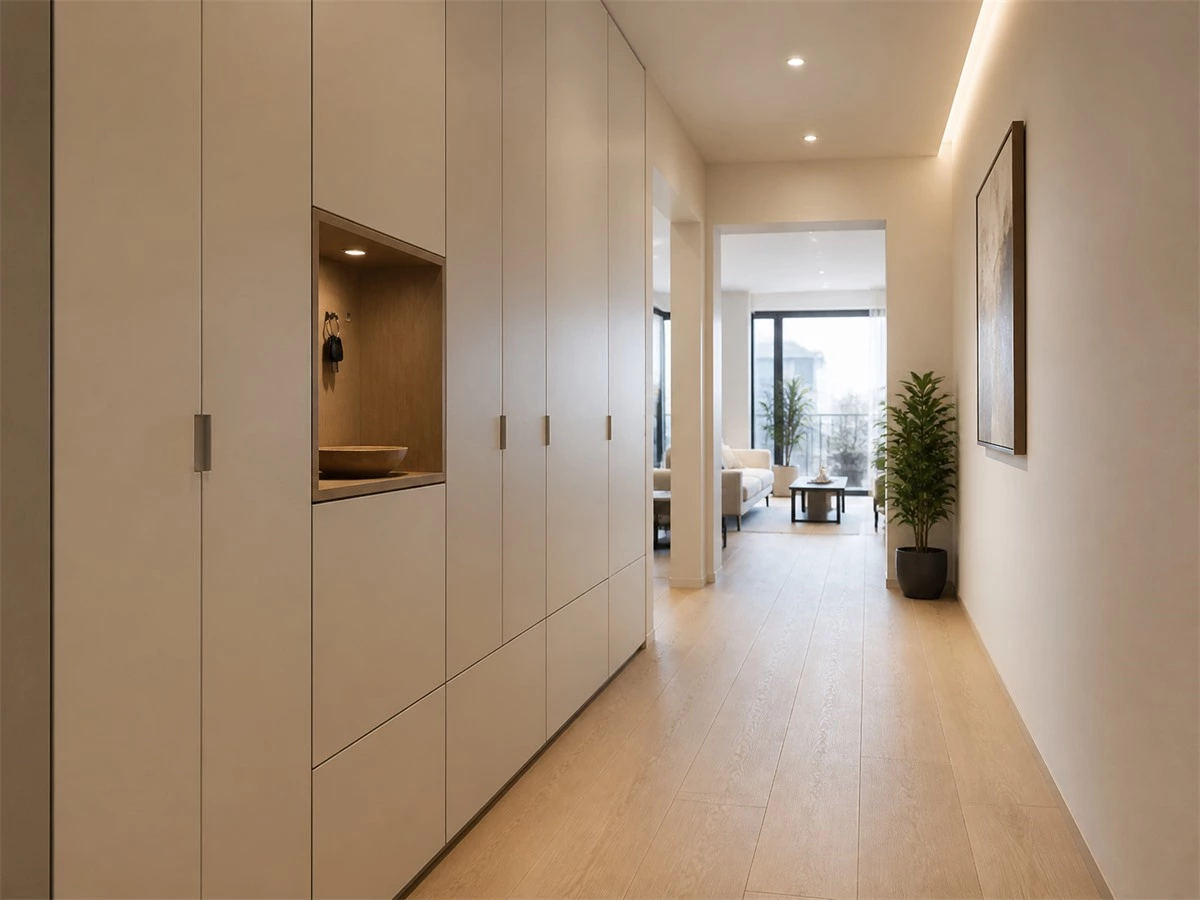 Hallway Storage Cabinets: Depth, Shoe Storage and Walkway Clearance