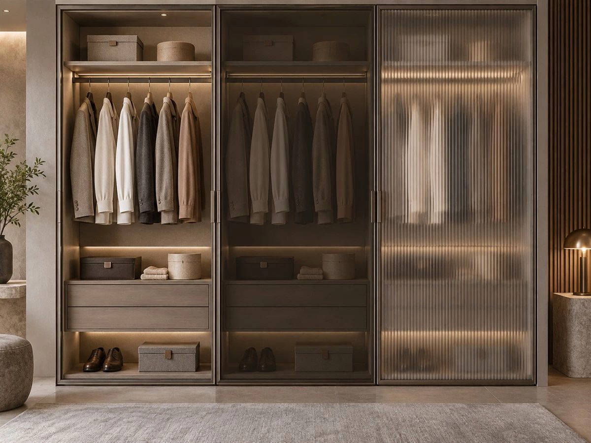 Glass Wardrobe Doors: Clear, Tinted and Fluted Options for Custom Closets