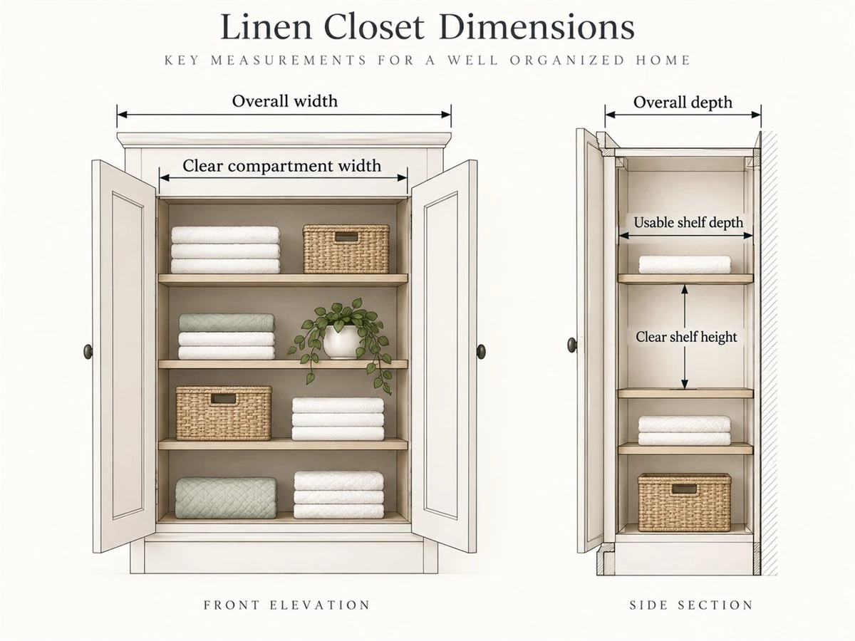 Linen Closet Dimensions: Shelf Depth, Spacing and Storage Planning