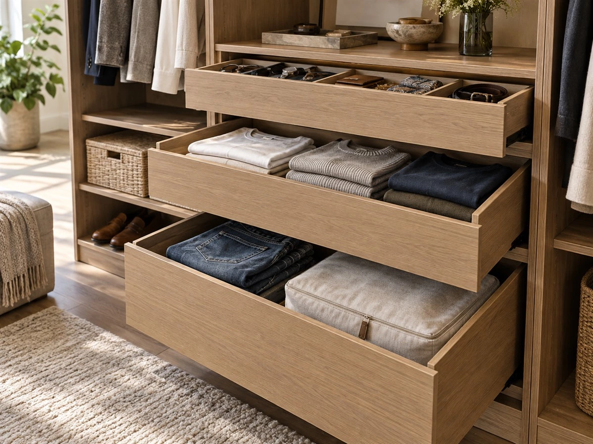 Custom Closet Drawer Dimensions: Depth, Dividers and Pull-Out Clearances