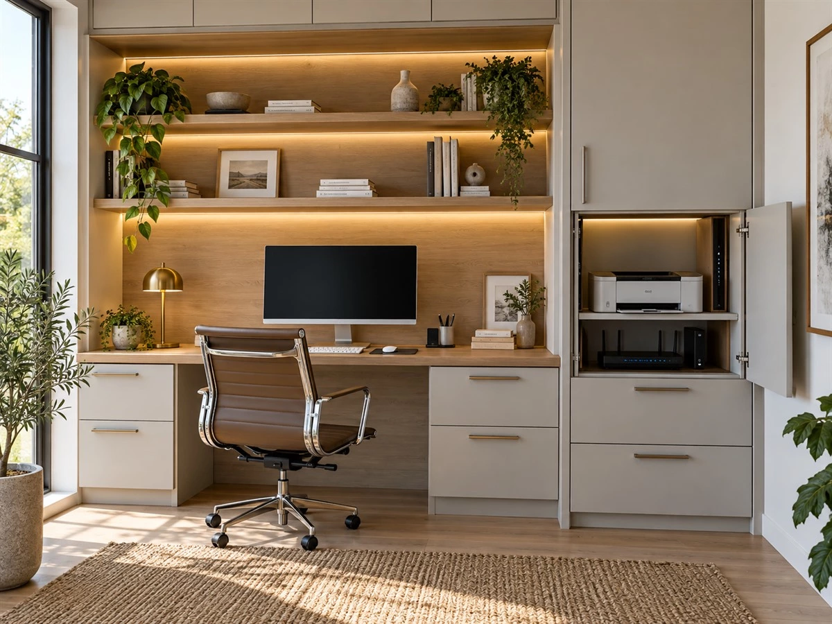 Home Office Cable Management: Power, Data and Service Access for Built-In Desks