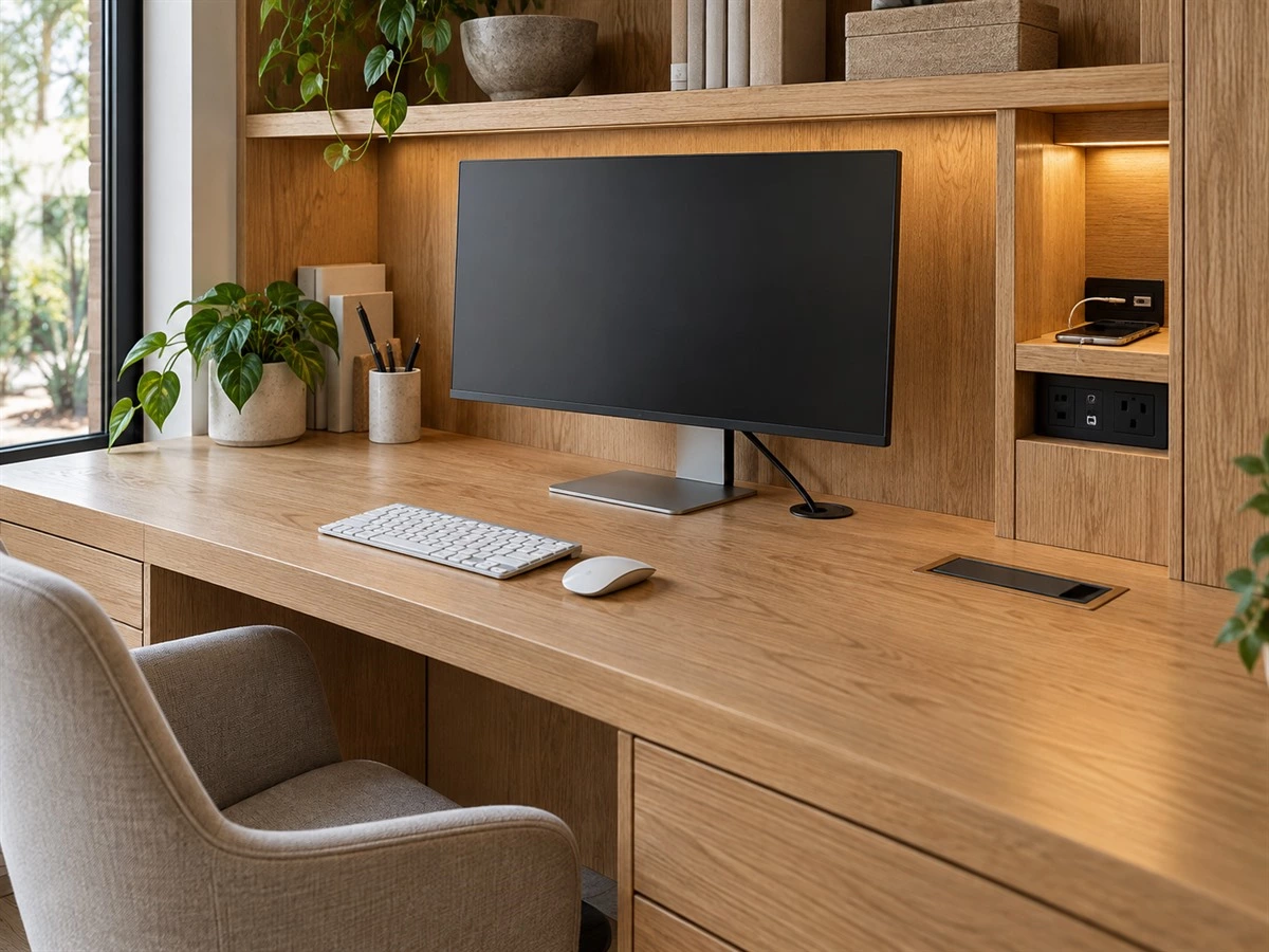 Home Office Cable Management: Power, Data and Service Access for Built-In Desks