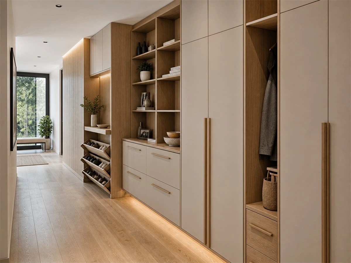 Hallway Storage Cabinets: Depth, Shoe Storage and Walkway Clearance