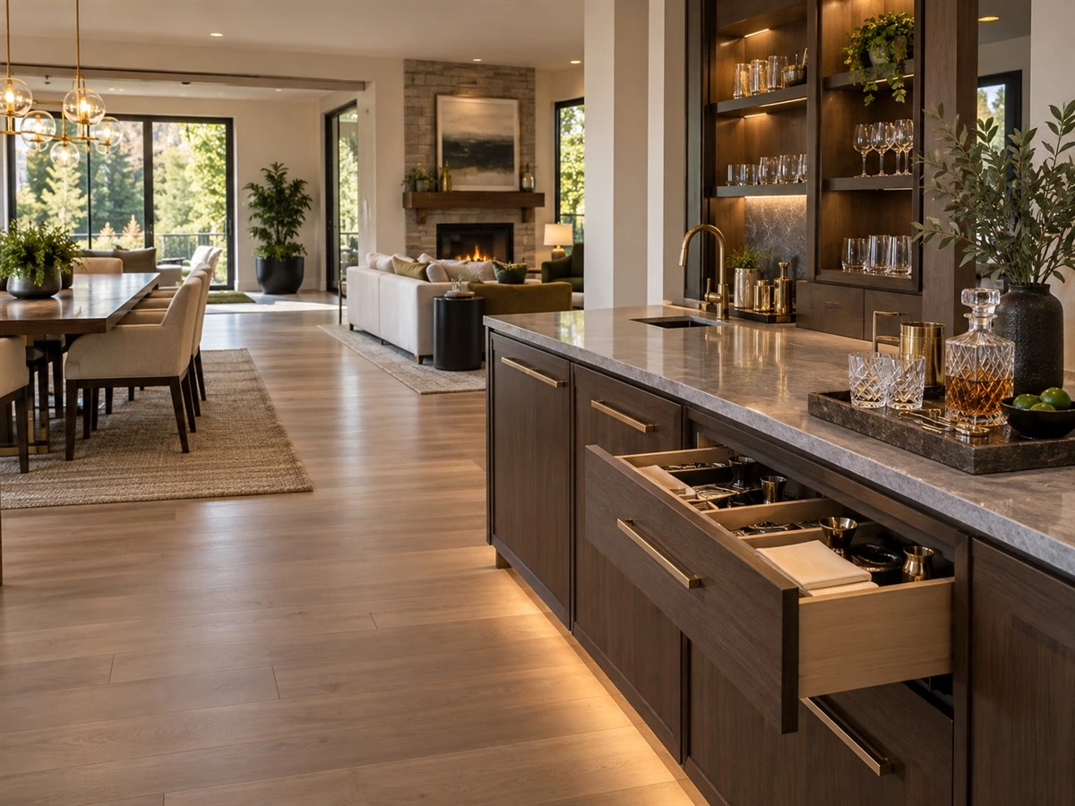 Built-In Bar Cabinet Dimensions: Counter Height, Storage and Appliance Planning
