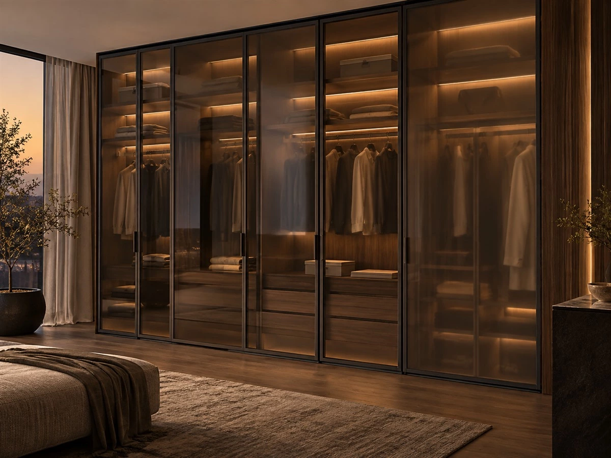 Glass Wardrobe Doors: Clear, Tinted and Fluted Options for Custom Closets