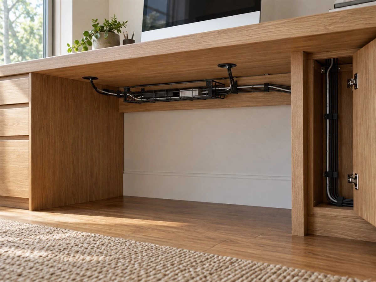 Home Office Cable Management: Power, Data and Service Access for Built-In Desks