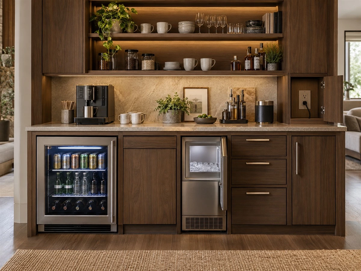 Built-In Bar Cabinet Dimensions: Counter Height, Storage and Appliance Planning