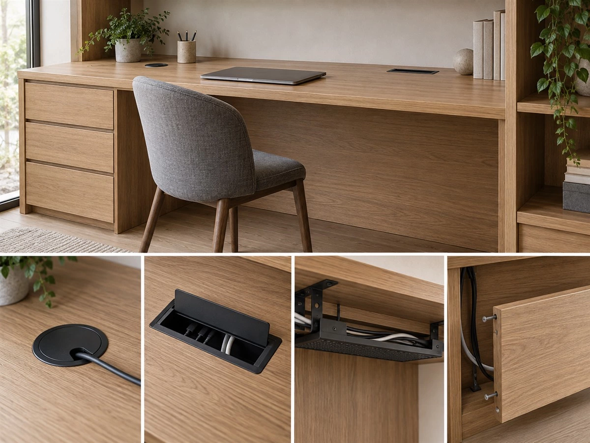 Home Office Cable Management: Power, Data and Service Access for Built-In Desks