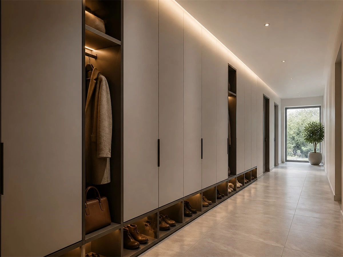 Hallway Storage Cabinets: Depth, Shoe Storage and Walkway Clearance