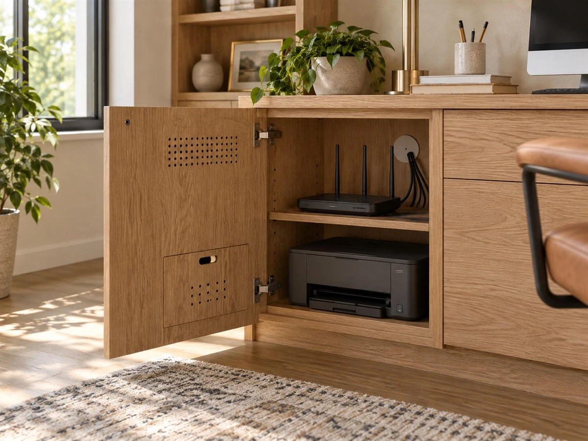 Home Office Cable Management: Power, Data and Service Access for Built-In Desks