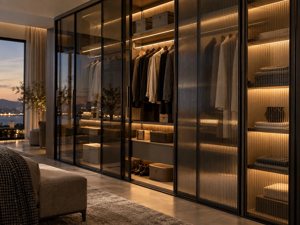 Glass Wardrobe Doors: Clear, Tinted and Fluted Options for Custom Closets