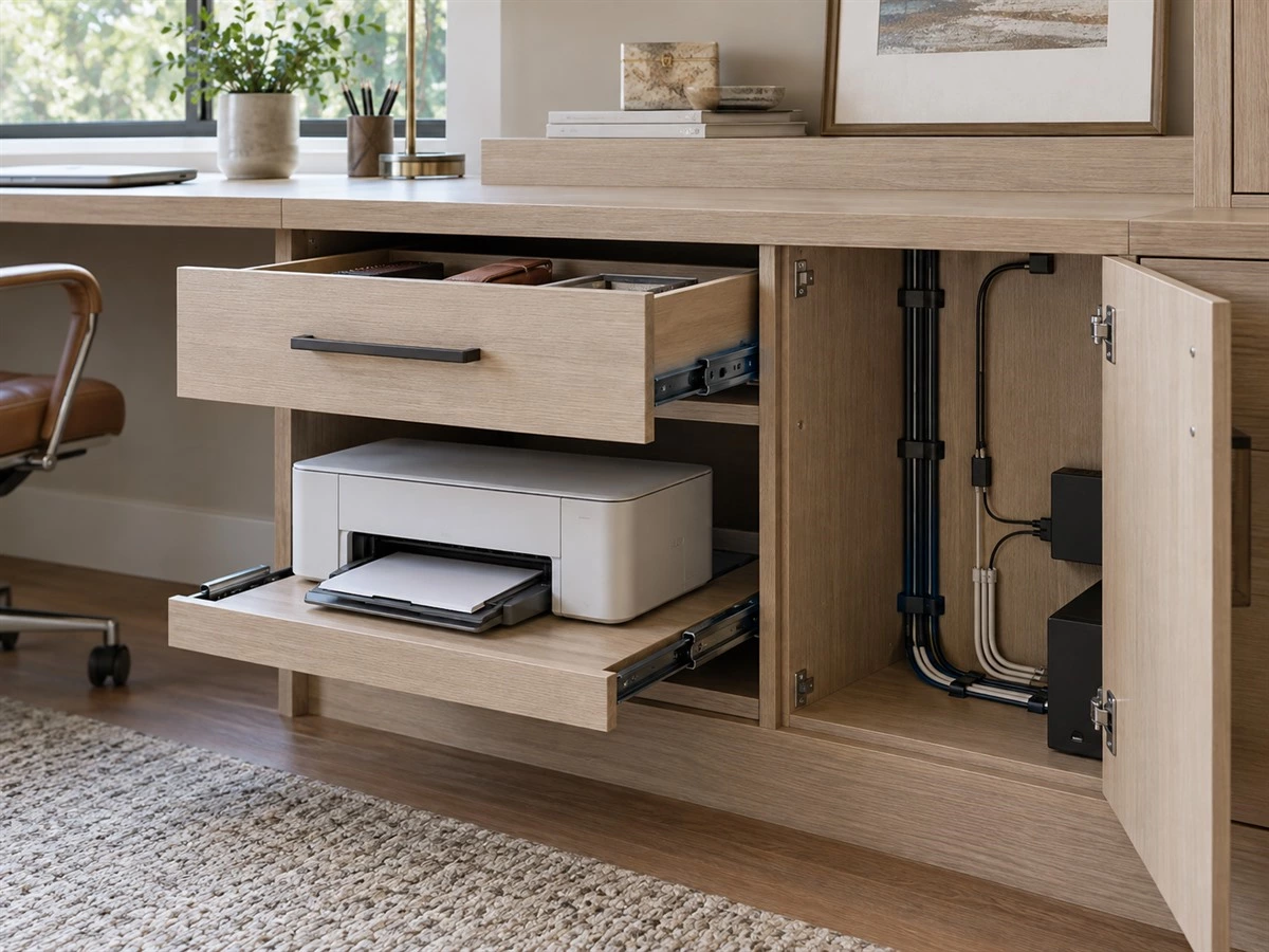 Home Office Cable Management: Power, Data and Service Access for Built-In Desks
