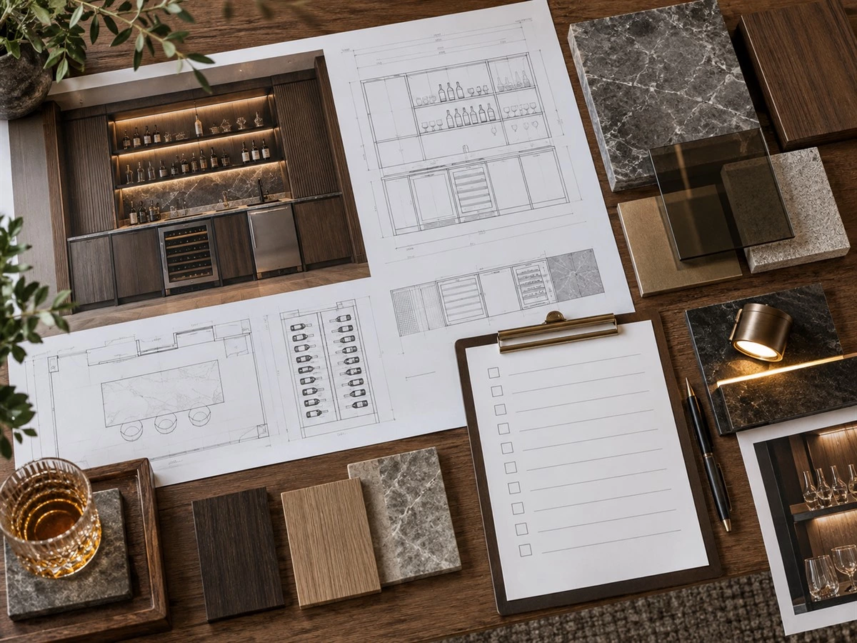 Built-In Bar Cabinet Dimensions: Counter Height, Storage and Appliance Planning