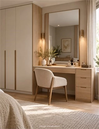 Built-In Dressing Table: Wardrobe Layouts, Lighting and Storage