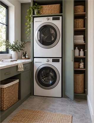 Stacked Washer Dryer Cabinets: Small-Space Layouts, Storage and Appliance Access
