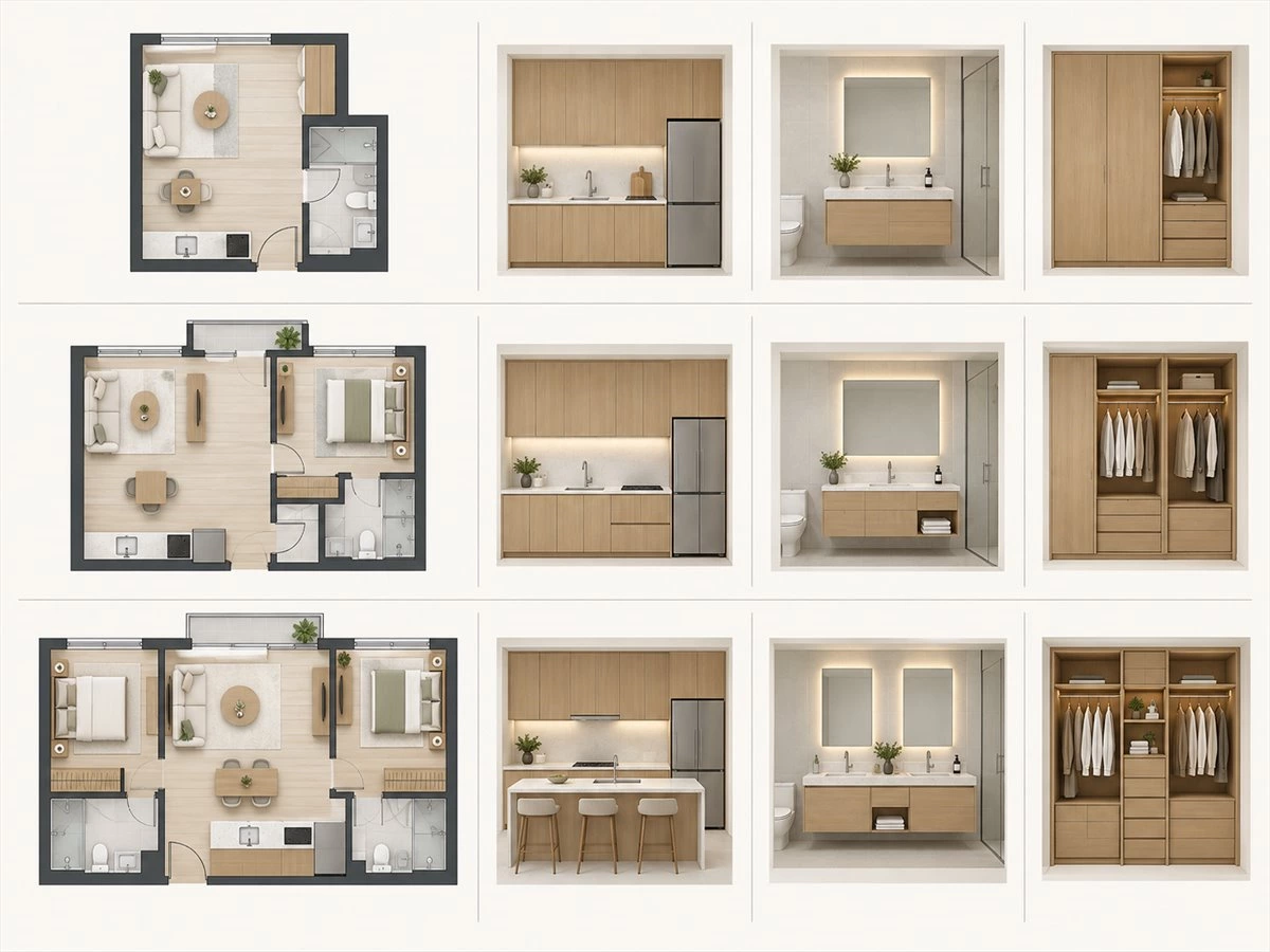Multifamily Cabinet Packages: Coordinating Kitchens, Vanities and Wardrobes