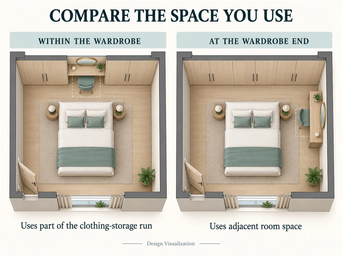 Built-In Dressing Table: Wardrobe Layouts, Lighting and Storage