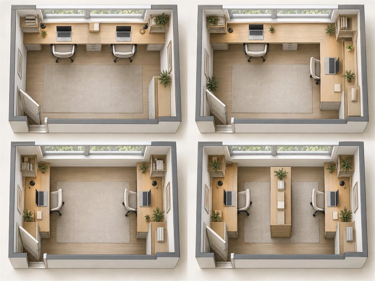 Built-In Desk for Two: Shared Home Office Layouts and Storage Planning