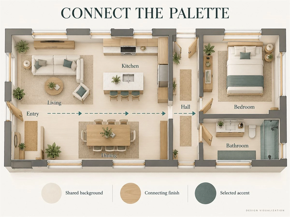 Whole House Color Scheme: Connecting Cabinets, Doors and Living Spaces