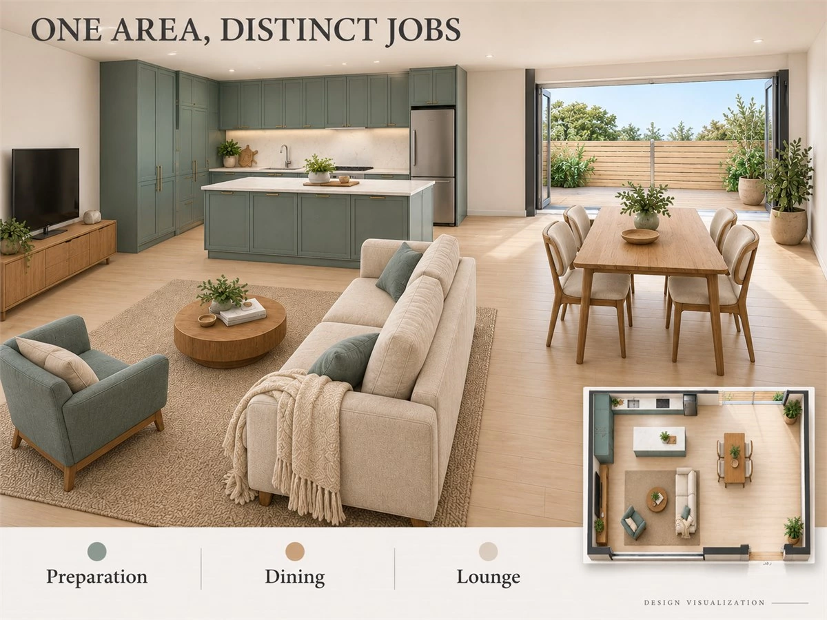 Cabinetry for Open-Plan Living: Connecting Kitchen, Dining and Lounge Zones