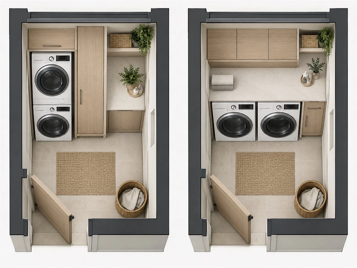 Stacked Washer Dryer Cabinets: Small-Space Layouts, Storage and Appliance Access