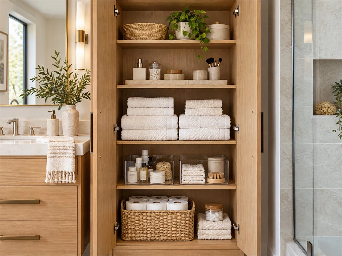 Tall Bathroom Storage Cabinets: Towels, Toiletries and Vanity Coordination