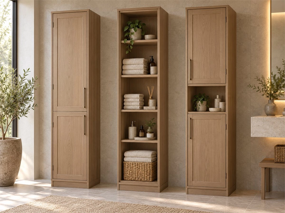 Tall Bathroom Storage Cabinets: Towels, Toiletries and Vanity Coordination