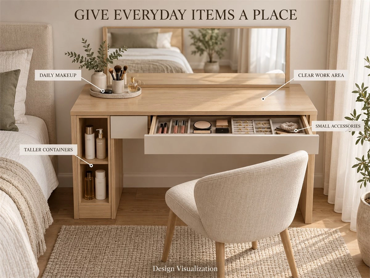 Built-In Dressing Table: Wardrobe Layouts, Lighting and Storage