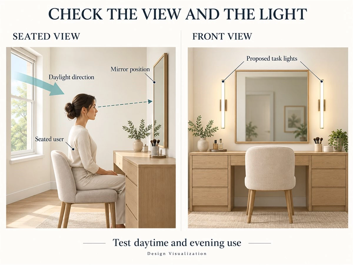 Built-In Dressing Table: Wardrobe Layouts, Lighting and Storage
