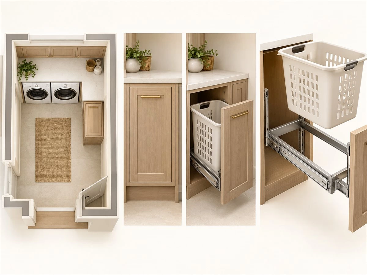 Laundry Hamper Cabinet: Pull-Out, Tilt-Out and Removable Basket Options