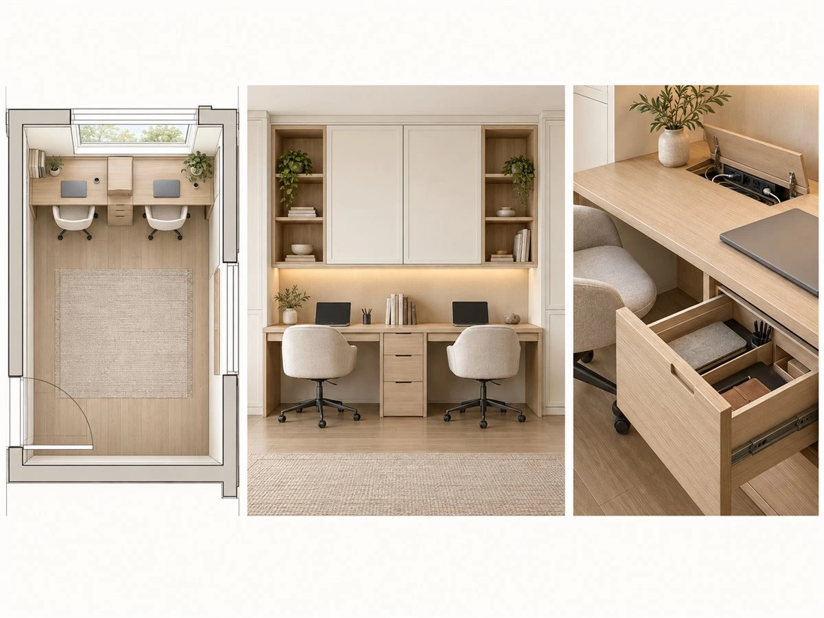 Built-In Desk for Two: Shared Home Office Layouts and Storage Planning