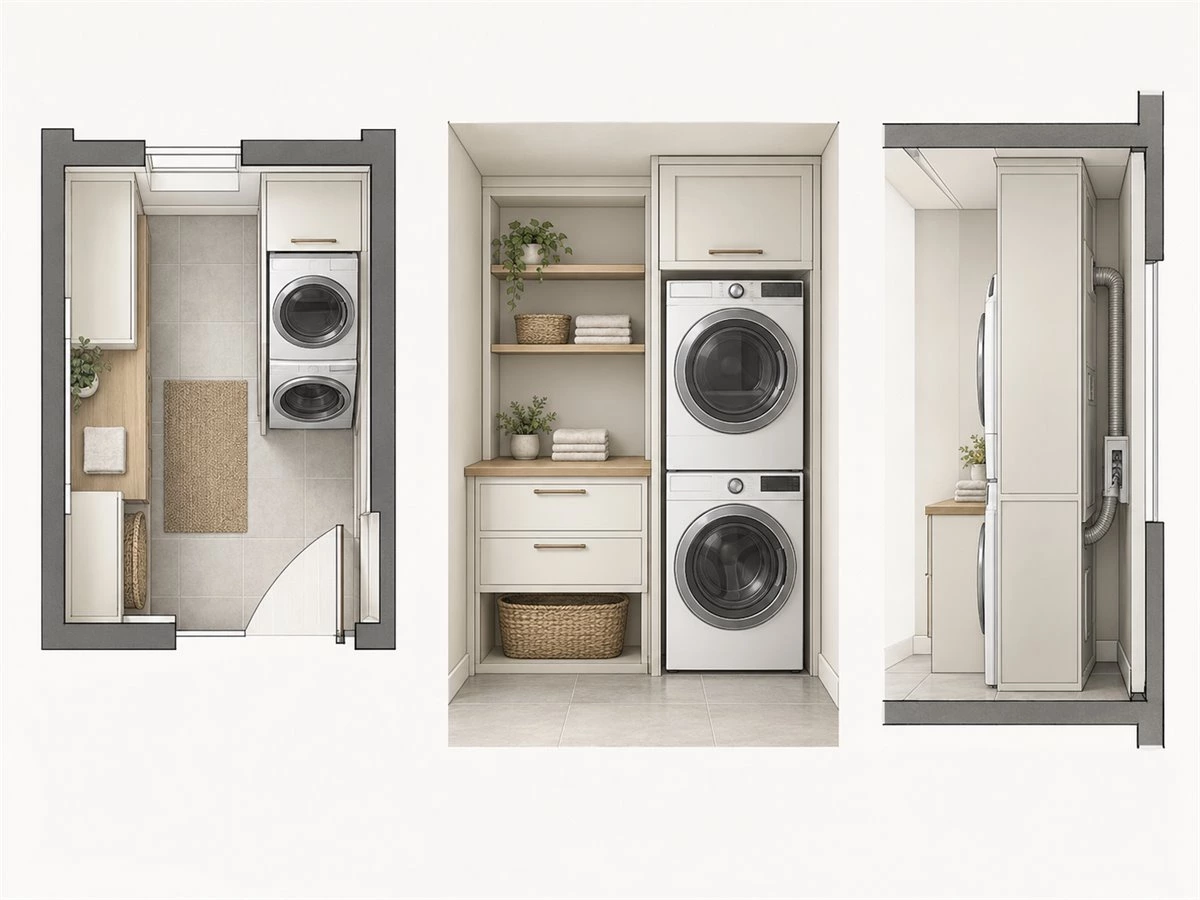 Stacked Washer Dryer Cabinets: Small-Space Layouts, Storage and Appliance Access